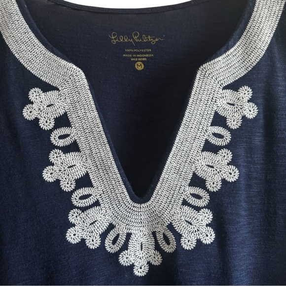 LILLY PULITZER Maisy Swing T-Shirt Dress in True Navy | Short Sleeve Mini Medium - Picture 5 of 8